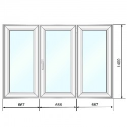 Окно ПВХ 2000*1400, трехстворчатое (гл/по/гл), стеклопакет двухкамерный - Наши окна - магазин готовых пластиковых окон и дверей