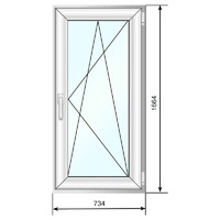 Окно ПВХ 734*1664 мм, по+мп, СПД 40 - Наши окна - магазин готовых пластиковых окон и дверей