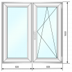 Окно ПВХ правое 1656*1650, поворотно-откидное, двухстворчатое, однокамерный стеклопакет - Наши окна - магазин готовых пластиковых окон и дверей