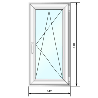Окно ПВХ 542*1410, поворотно-откидное, двухкамерный стеклопакет - Наши окна - магазин готовых пластиковых окон и дверей