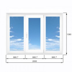 Окно трехстворчатое KBE Gutwerk 2000*1380 (Roto NT, СП 32 мм) - Наши окна - магазин готовых пластиковых окон и дверей