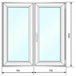 Окно ПВХ 1560*1600, двухстворчатое,поворотно-откидное, стеклопакет двухкамерный, лам.нар. "Антрацит" - Наши окна - магазин готовых пластиковых окон и дверей