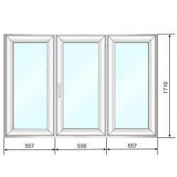 Окно ПВХ 1670*1710, трехстворчатое (гл/по/гл), стеклопакет двухкамерный - Наши окна - магазин готовых пластиковых окон и дверей
