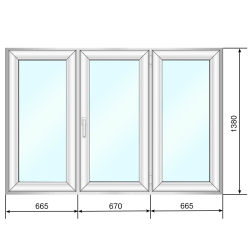 Окно ПВХ трехстворчатое створка п/о двухкамерное 2000*1380 Rehau bliz - Наши окна - магазин готовых пластиковых окон и дверей