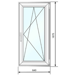 Окно ПВХ 649*1875 мм, по+мп, СПД 40 - Наши окна - магазин готовых пластиковых окон и дверей