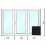 Окно ПВХ 1950*1440, трехстворчатое (гл/по/гл), стеклопакет двухкамерный, ламинация "Черный матовый" - Наши окна - магазин готовых пластиковых окон и дверей